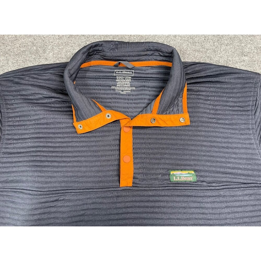 L.L.Bean Men's Slightly Fitted XXXL Reg Pullover Polyester Navy & Orange Trim